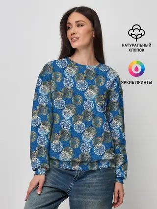 Женский свитшот / Разноцветные Новогодние Узоры