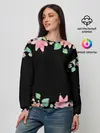 Женский свитшот / Рамка из розовых и зеленых листьев