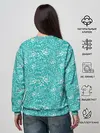 Женский свитшот / Хохломские узоры. Бирюза.