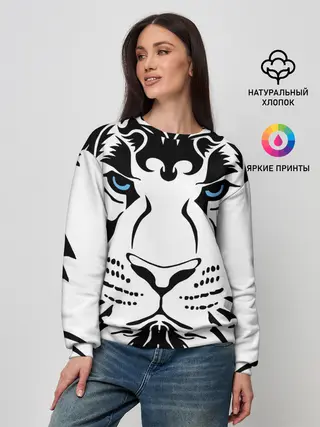 Женский свитшот / Водяной голубоглазый тигр