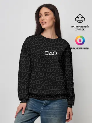Женский свитшот / ПАТТЕРН КРУГ КВАДРАТ ТРЕУГОЛЬНИК | PATTERN