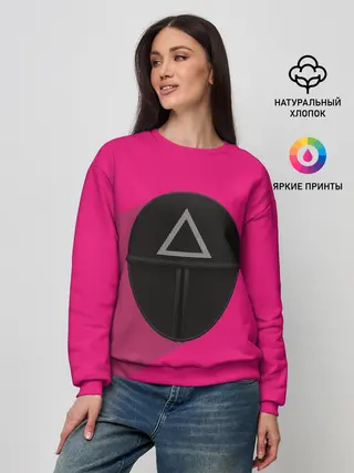 Женский свитшот / ИГРА В КАЛЬМАРА МАСКА ТРЕУГОЛЬНИК С ТЕНЬЮ