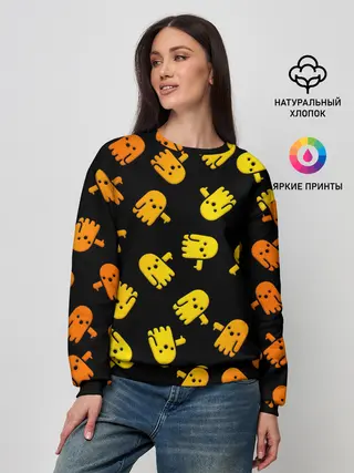 Женский свитшот / BOO! ПРИЗРАК, ПРИВЕДЕНИЕ ХЕЛЛОУИН ОРАНЖЕВЫЙ