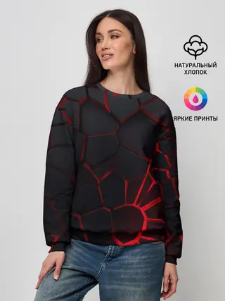 Женский свитшот / Адские 3D плиты | 3Д геометрия плиты
