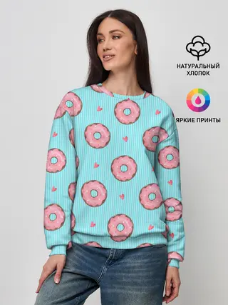 Женский свитшот / Розовые пончики
