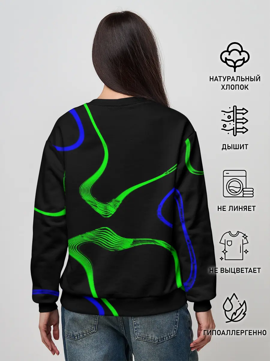Женский свитшот / Неоновый хаос 3D/Neon chaos 3D