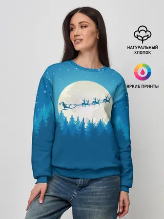 Женский свитшот / Санта с Оленями