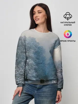 Женский свитшот / Зимний пейзаж картина маслом