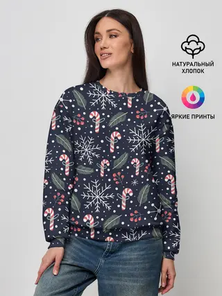 Женский свитшот / Паттерн с веточками