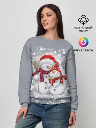 Женский свитшот / Два снеговика