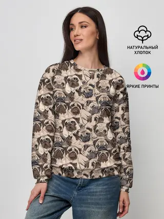 Женский свитшот / Мопсы