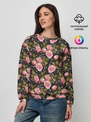 Женский свитшот / Яркие розовые розы