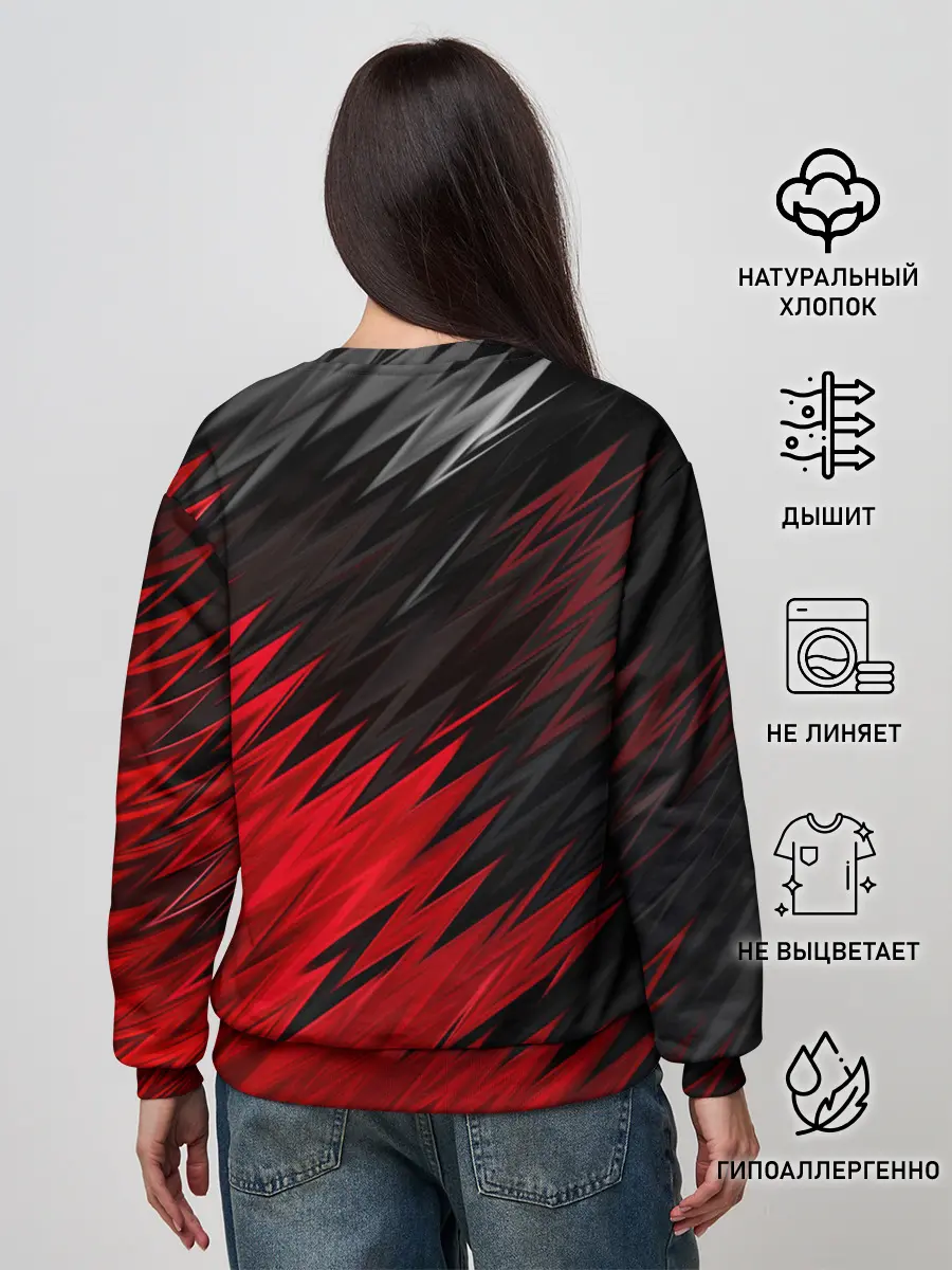 Женский свитшот / ЧЁРНО КРАСНЫЕ КРАСКИ | RED BLACK STRIPES
