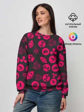 Женский свитшот / КРИПТОВАЛЮТЫ / CRYPTO / КРИПТА НЕОН