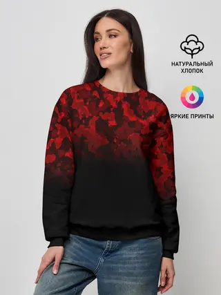 Женский свитшот / BLACK RED CAMO | RED MILLITARY