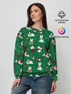 Женский свитшот / Новогодний паттерн с зайчиками