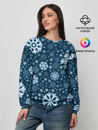 Женский свитшот / Новогодние снежинки, новый год