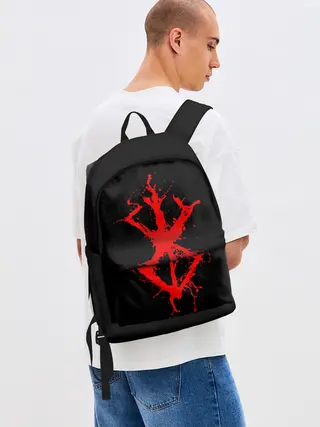 Рюкзак джинсовый / BERSERK logo elements red