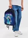 Рюкзак джинсовый / Hatsune Miku на черном фоне