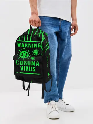 Рюкзак джинсовый / Warning Coronavirus