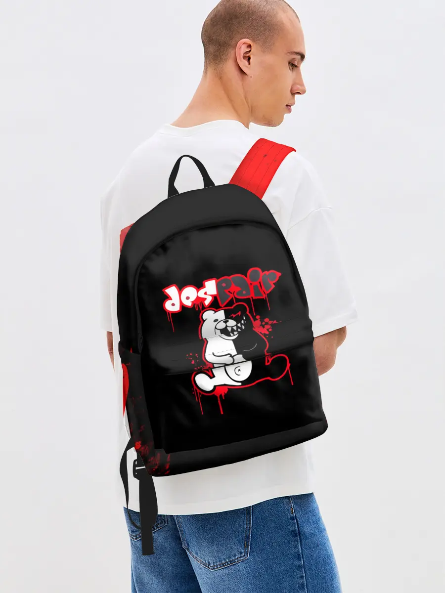 Рюкзак джинсовый / monokuma красные потертости