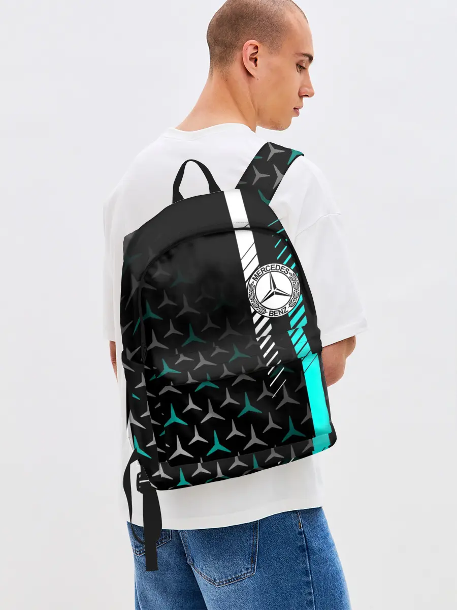 Рюкзак джинсовый / МЕРСЕДЕС / AQUA BLACK GRADIENT