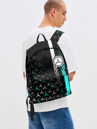 Рюкзак джинсовый / МЕРСЕДЕС / AQUA BLACK GRADIENT