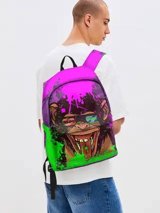 Рюкзак джинсовый / 3D Neon Monkey