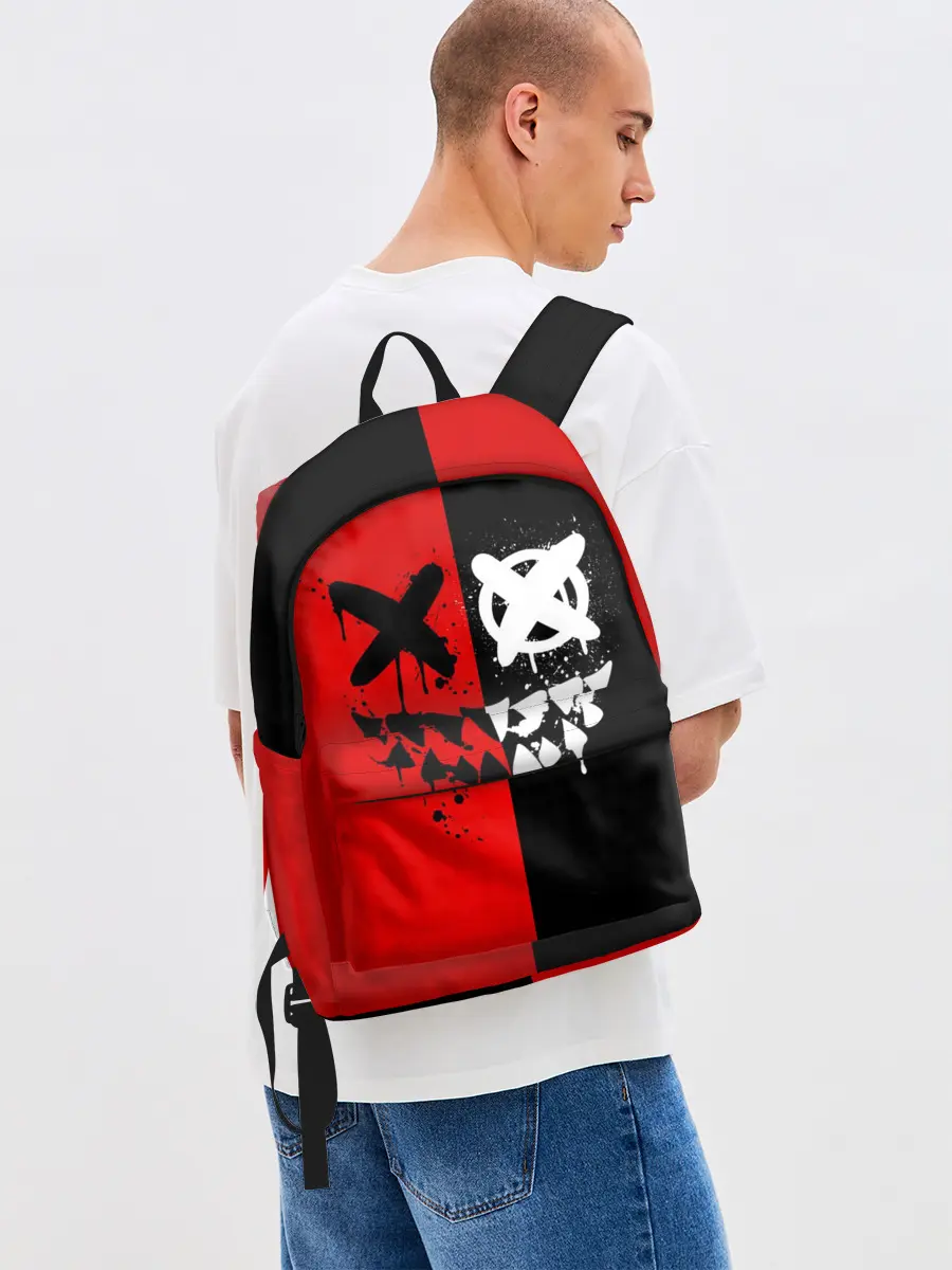 Рюкзак джинсовый / Smail Black and red