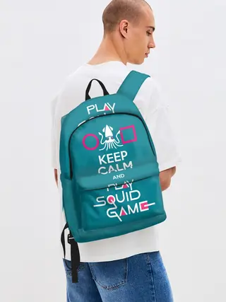 Рюкзак джинсовый / Keep calm and play squid game