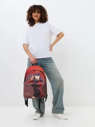 Рюкзак джинсовый / Misato Katsuragi на красном