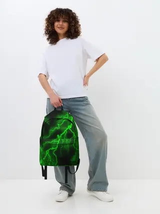 Рюкзак джинсовый / МОЛНИЯ GREEN NEON