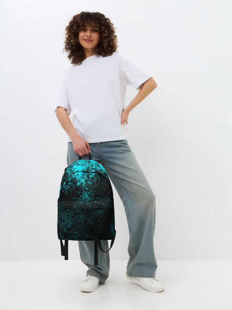 Рюкзак джинсовый / БРЫЗГИ-КРАСОК НЕОН