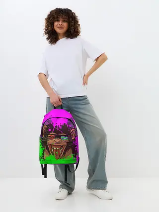 Рюкзак джинсовый / 3D Neon Monkey