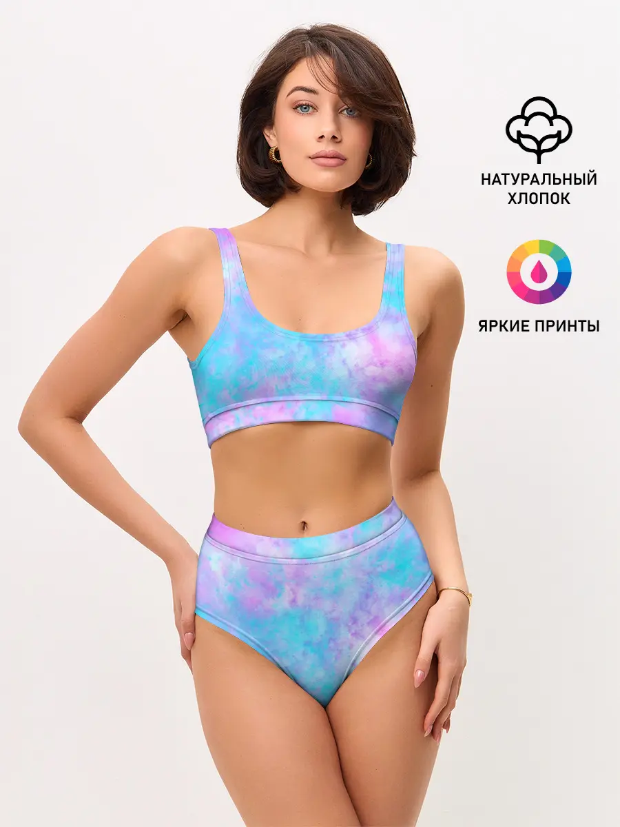 Женские топ и трусы / Мрамор Tie Dye