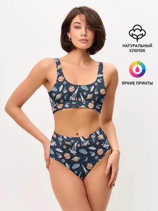 Женские топ и трусы / Корабли, планеты и спутники