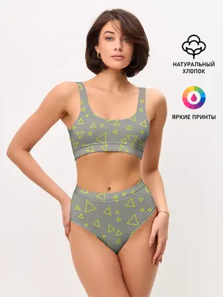 Женские топ и трусы / Желтый и серый | Yellow & gray