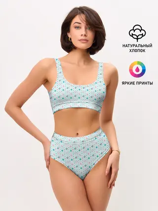 Женские топ и трусы / Морской узор