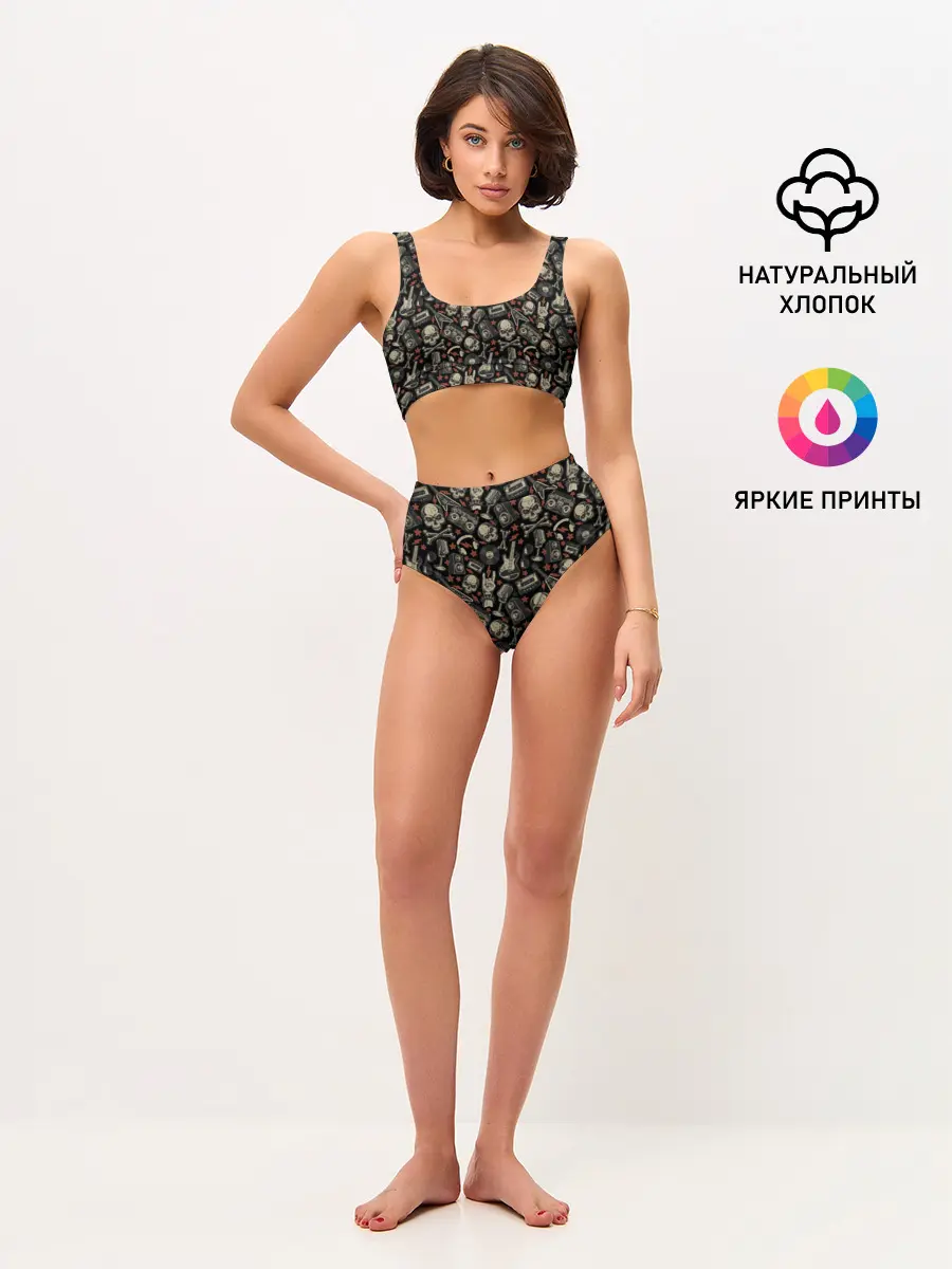 Женские топ и трусы / Scull_pattern_rock