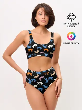 Женские топ и трусы / Британские кошки паттерн