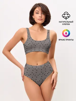 Женские топ и трусы / Звёзды На коричневом Фоне