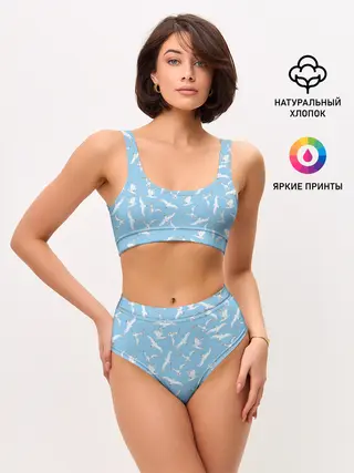 Женские топ и трусы / Чайки в небе паттерн