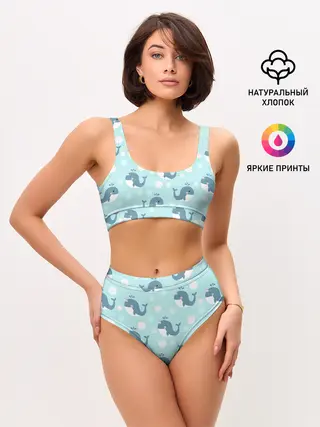Женские топ и трусы / Единорогие киты