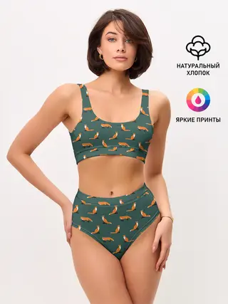 Женские топ и трусы / Лисы паттерн