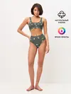 Женские топ и трусы / Морские рыбки на зеленом фоне
