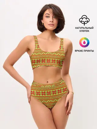 Женские топ и трусы / Вязаный рисунок