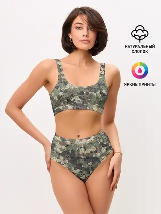 Женские топ и трусы / Эмодзи камуфляж