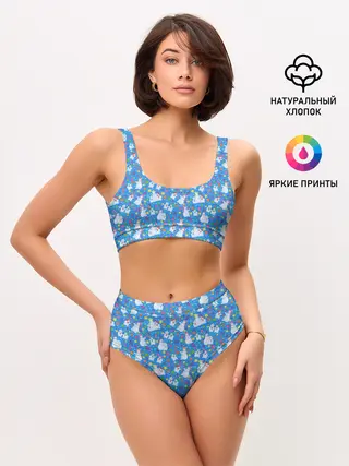 Женские топ и трусы / Снеговики и Звёздочки