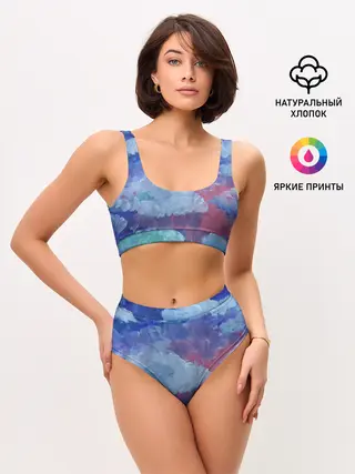 Женские топ и трусы / Гуашевые облака