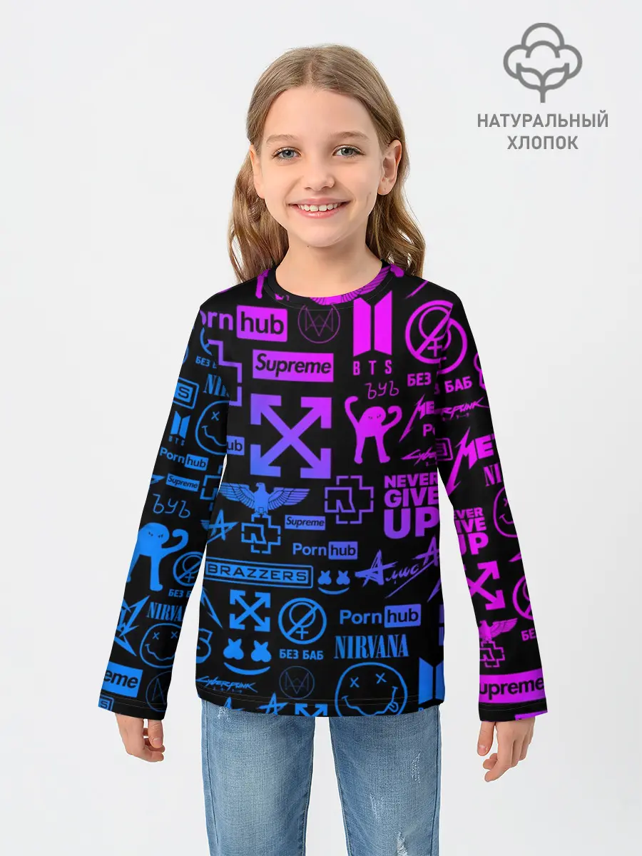 Детский лонгслив / ЛУЧШИЕ ПРИНТЫ LOGOBOMBING